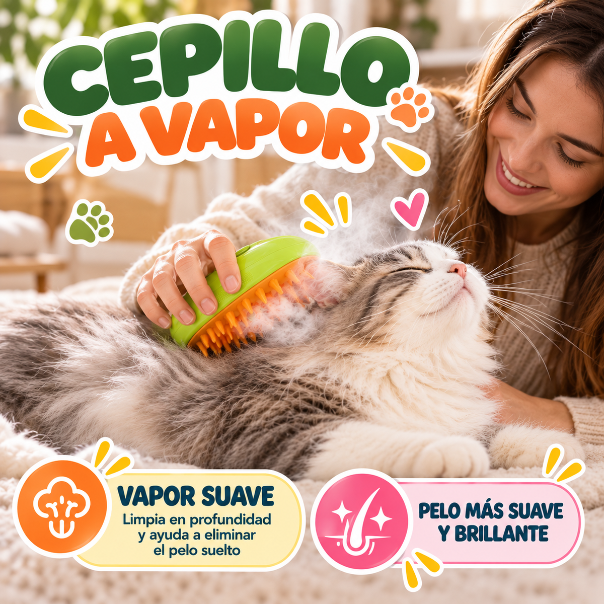 Cepillo a Vapor para Mascota con mango