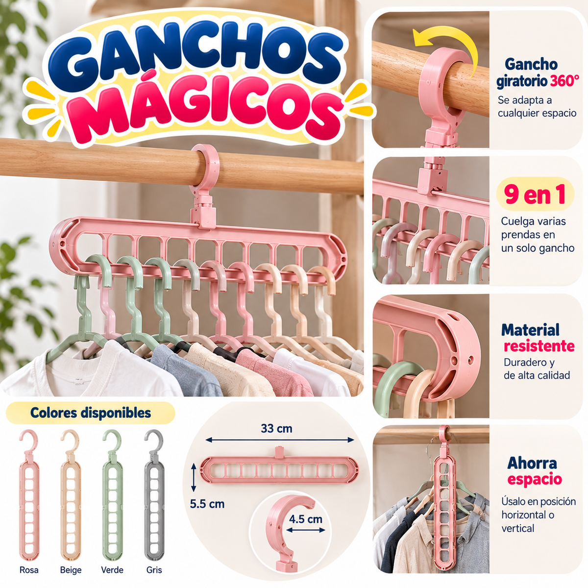 Pack 5 Colgadores mágicos