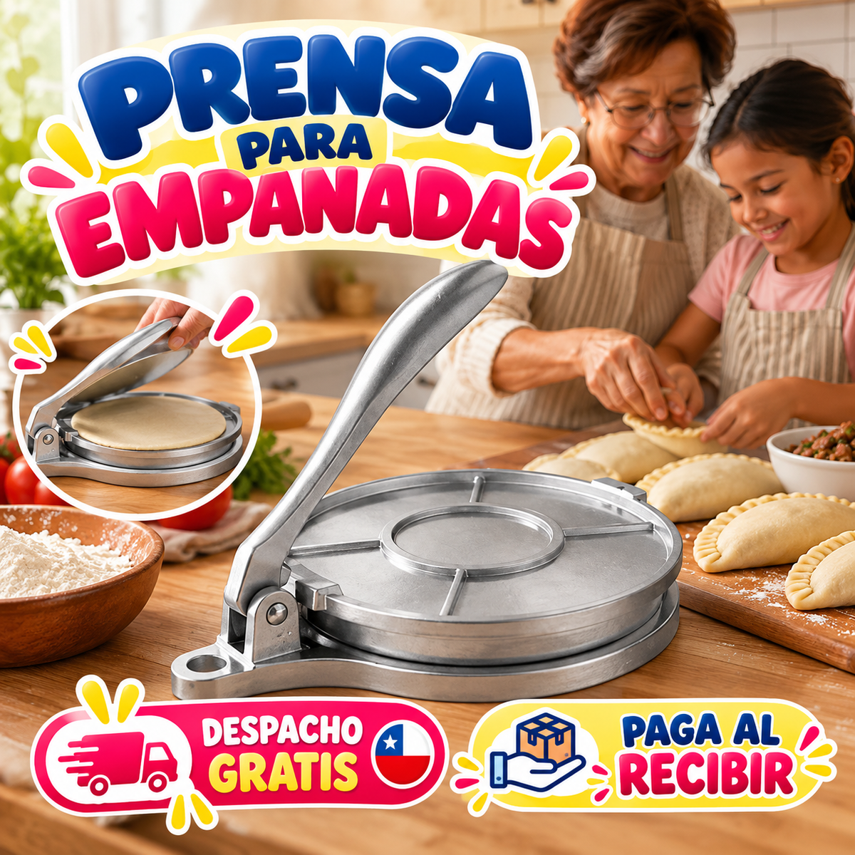 Prensa de masa empanadas 21 cm.